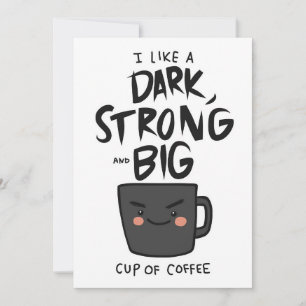Koffie laat donkere, sterke en grote beker koffie kaart