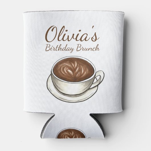 Koffie latte cappuccino verjaardagsfeestje brunch blikjeskoeler (Voorkant)