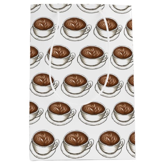 Koffie Latte Cappuccino Verjaardagsfeestje Brunch Medium Cadeauzakje (Voorkant)