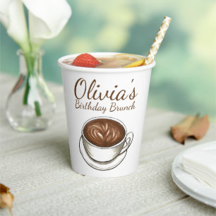 Koffie latte cappuccino verjaardagsfeestje brunch papieren bekers