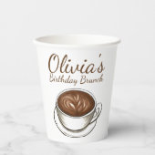 Koffie latte cappuccino verjaardagsfeestje brunch papieren bekers (Voorkant)
