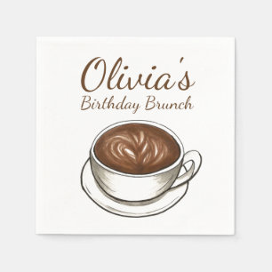 Koffie latte cappuccino verjaardagsfeestje brunch servet