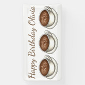 Koffie latte cappuccino verjaardagsfeestje brunch spandoek (Verticaal)