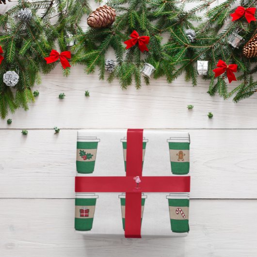 Koffie Latte Expresso Cup Kerstmis Thema Cadeaupapier