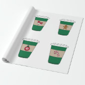 Koffie Latte Expresso Cup Kerstmis Thema Cadeaupapier (Uitgerold)