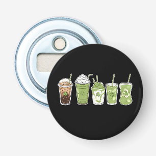 Koffie Latte Groen Schattig Iers St. Patrick's Dag Button Flesopener
