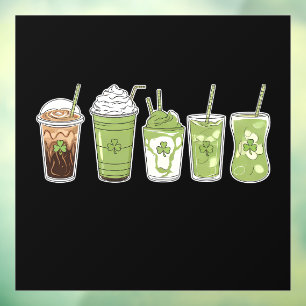 Koffie Latte Groen Schattig Iers St. Patrick's Dag Raamsticker