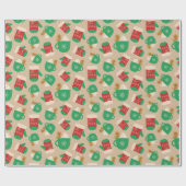 Koffie Latte Kerst Gingerbread Cookies Handschoene Cadeaupapier (Vlak)