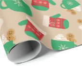 Koffie Latte Kerst Gingerbread Cookies Handschoene Cadeaupapier (Rol Hoek)