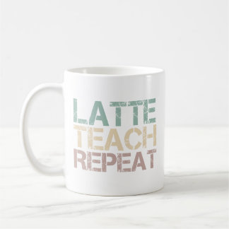 Koffie Latte Leer Herhaal Grappige Leraren Citaat Koffiemok