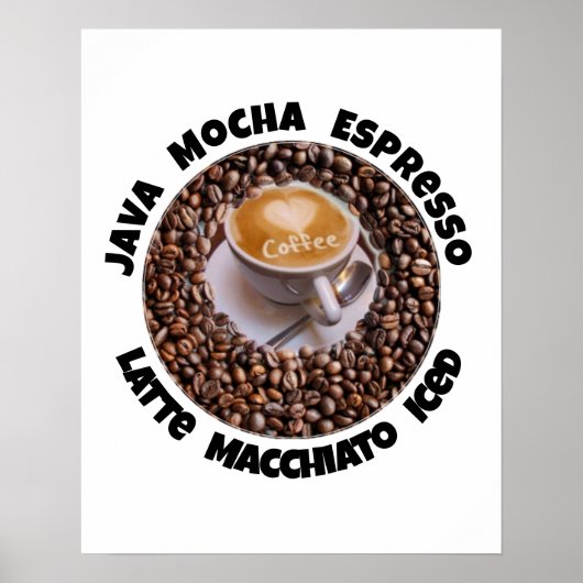 Koffie Latte Mocha Wall Art Poster (Voorkant)