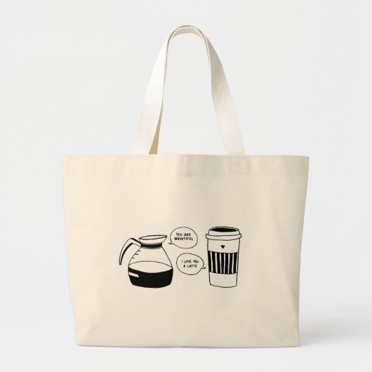 Koffie Latte Valentijnse liefde Grote Tote Bag (Voorkant)