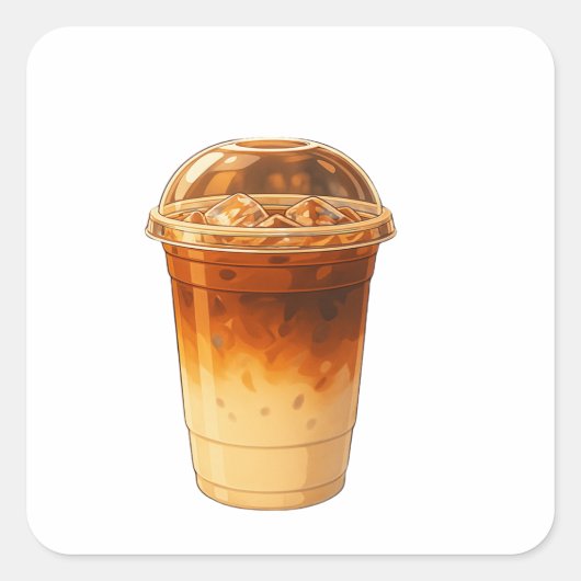 koffie latte vierkante sticker (Voorkant)