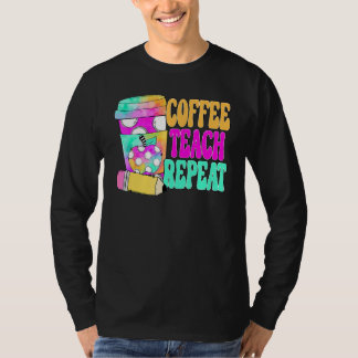 Koffie Leer Herhaal Retro Leraar Koffie Leer Koffi T-shirt