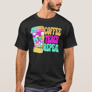 Koffie Leer Herhaal Retro Leraar Koffie Leer Koffi T-shirt