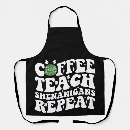 Koffie Leer Shenanigans Herhaal Disco Bal Leraar Schort (Voorkant)