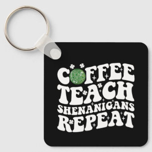 Koffie Leer Shenanigans Herhaal Disco Bal Leraar Sleutelhanger