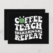Koffie Leer Shenanigans Herhaal Disco Ball Leraar Briefkaart (Voorkant / Achterkant)