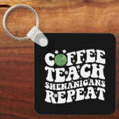 Koffie Leer Shenanigans Herhaal Disco Ball Leraar Sleutelhanger (Voorkant)