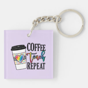 Koffie leren herhalen - Leuk lerarenleven Sleutelhanger