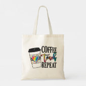Koffie leren herhalen - Leuk lerarenleven Tote Bag (Achterkant)