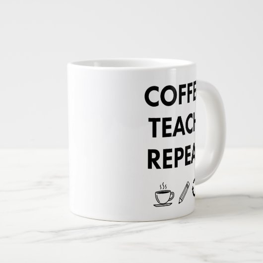 Koffie leren herhalen - minimalistische leraar grote koffiekop (Voorkant rechts)