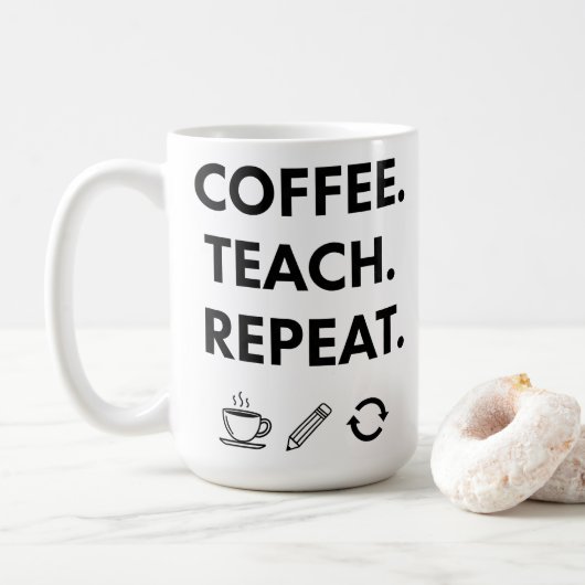 Koffie leren herhalen - minimalistische leraar koffiemok (Met donut)