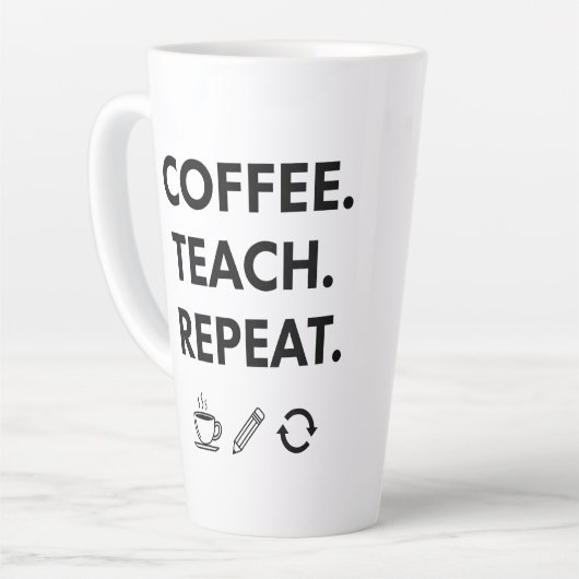 Koffie leren herhalen - minimalistische leraar latte mok (Linkerhoek)
