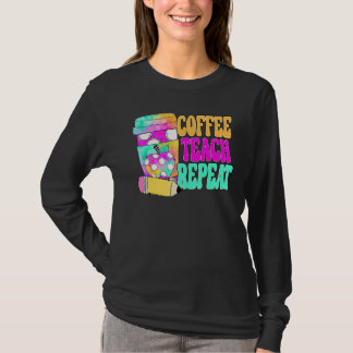 Koffie Leren Herhalen Retro Leraar Koffie Leren Ko T-shirt