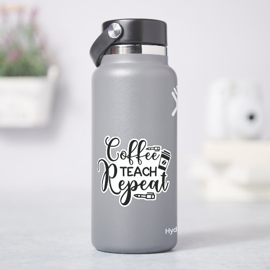 Koffie, leren, herhalen sticker (HydroFlask)