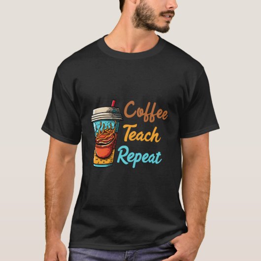 Koffie leren herhalen t-shirt (Voorkant)