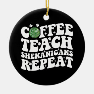 Koffie Leren Streken Herhalen Disco Bal Leraar Keramisch Ornament