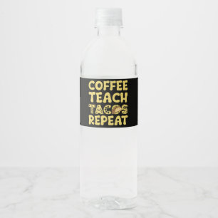 Koffie Leren Tacos Herhalen Cinco De Mayo Leraar Waterfles Etiket