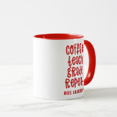 Koffie, lesgeven, klas, herhaal-typografische lera mok (Voorkant rechts)