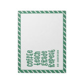 Koffie, lesgeven, klas, herhaal-typografische lera notitieblok (Linkerzijde)