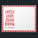 Koffie, lesgeven, klas, herhaal-typografische lera notitieblok<br><div class="desc">Koffie, lesgeven, klas, herhaal leraar moderne kleurrijke heldere regenboogtypografische cadeau. Show je leraar dat je geeft met deze nuttige moderne kerstmis of eindetijd cadeau. Zeer belangrijke lerarenbeetjes en bommen. Met hand geschreven modern leuk manuscript, en ruimte voor hun naam en de naam van uw kind. Het perfecte eindejaarscadeau voor je...</div>