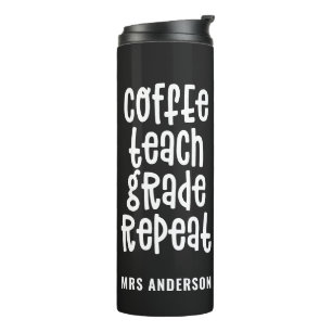 Koffie, lesgeven, klas, herhaal-typografische lera thermosbeker