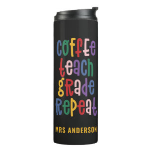 Koffie, lesgeven, klas, herhaal-typografische lera thermosbeker