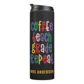 Koffie, lesgeven, klas, herhaal-typografische lera thermosbeker (Geroteerd rechts)