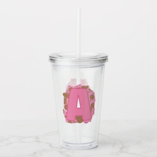 Koffie Letter A: Monogram Initiaal  Acryl Drinkbeker (Voorkant)