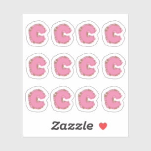 Koffie Letter C: Monogram Initiaal Stickerblad Sticker