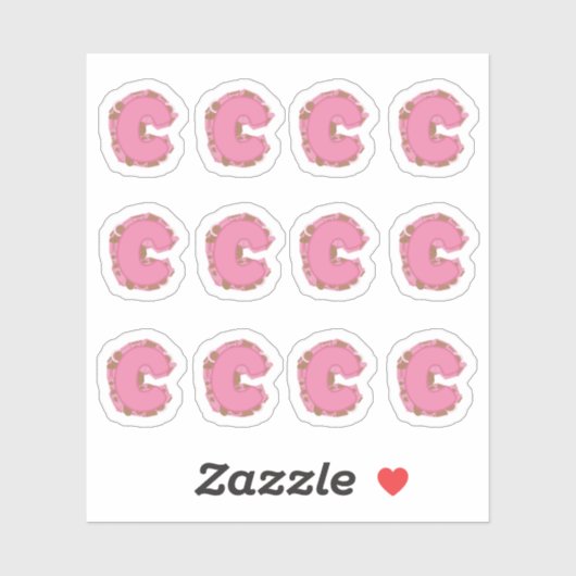 Koffie Letter C: Monogram Initiaal Stickerblad Sticker (Vel)