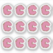 Koffie Letter C: Monogram Initiaal Stickerblad Sticker (Voorkant)