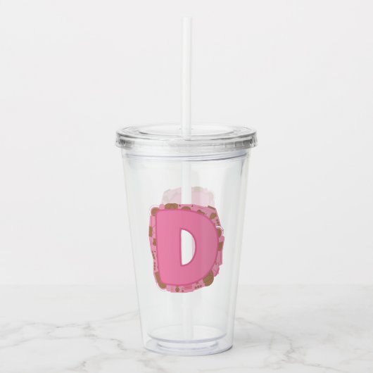 Koffie Letter D: Monogram Initiaal Acryl Drinkbeker (Voorkant)