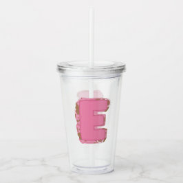 Koffie Letter E: Monogram Initiaal  Acryl Drinkbeker