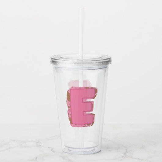 Koffie Letter E: Monogram Initiaal Acryl Drinkbeker (Voorkant)