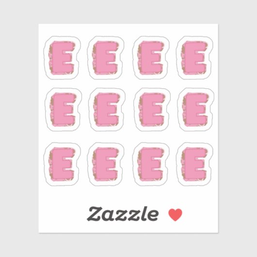Koffie Letter E: Monogram Initiaal Stickerblad Sticker (Vel)