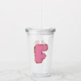 Koffie Letter F: Monogram Initiaal  Acryl Drinkbeker