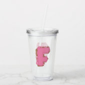 Koffie Letter F: Monogram Initiaal Acryl Drinkbeker (Achterkant)
