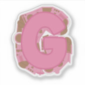 Koffie Letter G: Monogram Initiaal Sticker (Voorkant)